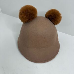 Zara Kids Teddy Bear Pom Pom Hat Brown One Size Winter Casual​